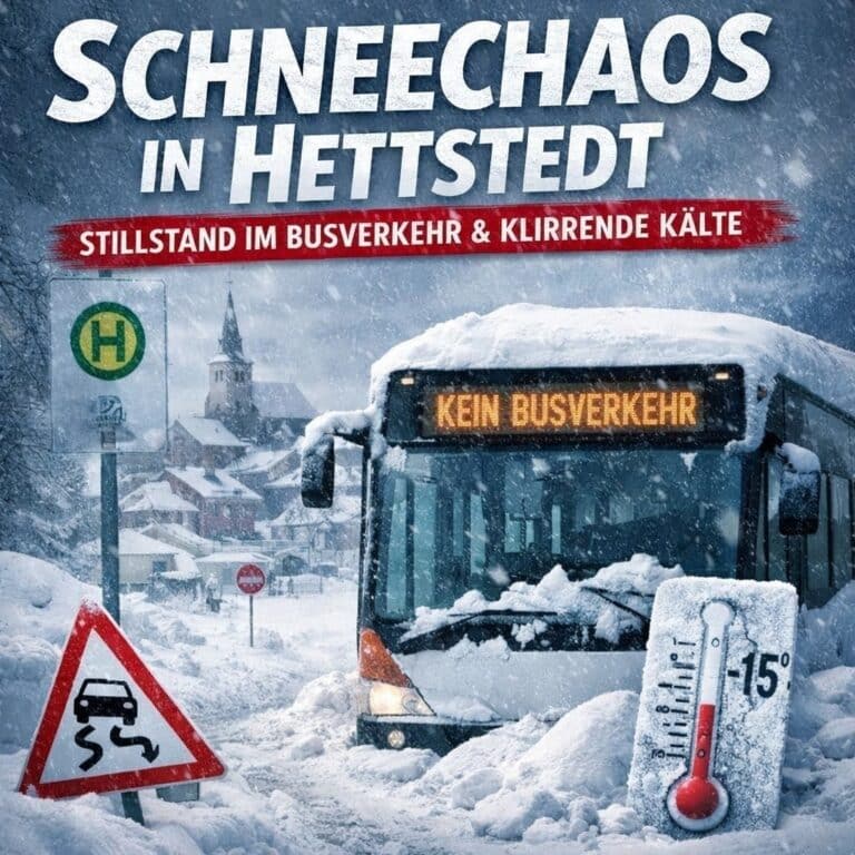 Schneechaos in Hettstedt: Kompletter Stillstand im Busverkehr und klirrende Kälte
