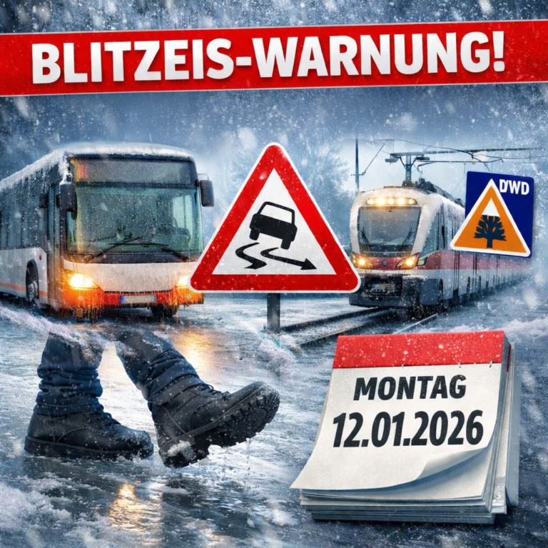 DWD warnt vor Blitzeis – Erhebliche Einschränkungen im ÖPNV am Montag erwartet