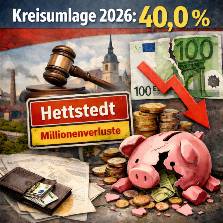 Kreistag entscheidet: 40,0 % Kreisumlage für 2026 – Hettstedt muss Millionen abgeben