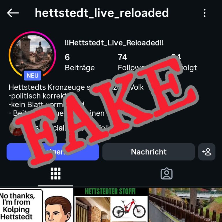 Wichtiger Hinweis in eigener Sache: Distanzierung von Fake-Account