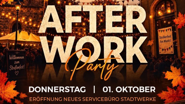 Großes Straßenfest am 1. Oktober: Brauwerk-After-Work wächst zum Ganztagsevent am Markt – inklusive Stadtwerke-Büroeröffnung