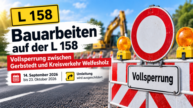 Bauarbeiten auf der L 158: Vollsperrung zwischen Gerbstedt und Kreisverkehr Welfesholz ab Mitte September