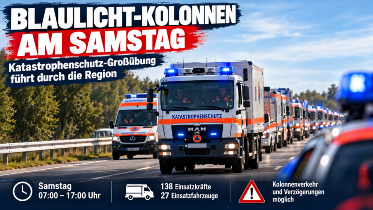 Blaulicht-Kolonnen am Samstag: Katastrophenschutz-Großübung führt durch die Region