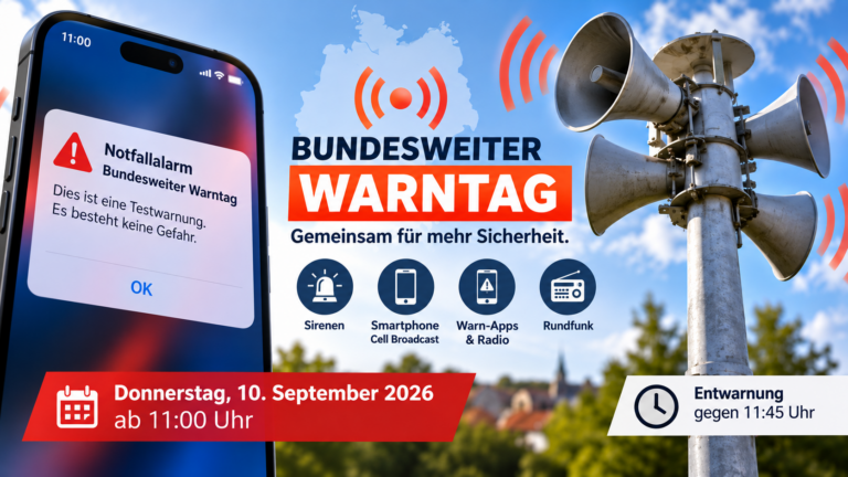 Bundesweiter Warntag am Donnerstag: Sirenen und Handys testen den Ernstfall